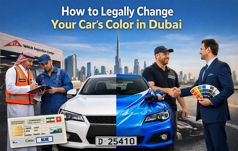 Legal car color change process in Dubai with RTA approval