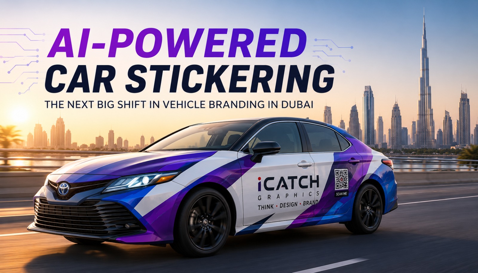 AI-powered car branding design on a vehicle in Dubai