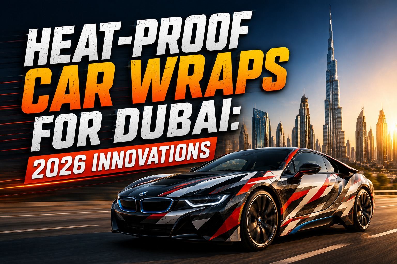 Heat-proof vehicle wrap installation on a branded car in Dubai using UV-resistant 2025 vinyl technol
