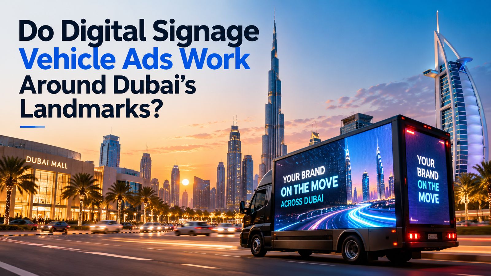 Digital signage vehicle advertising around Dubai landmarks